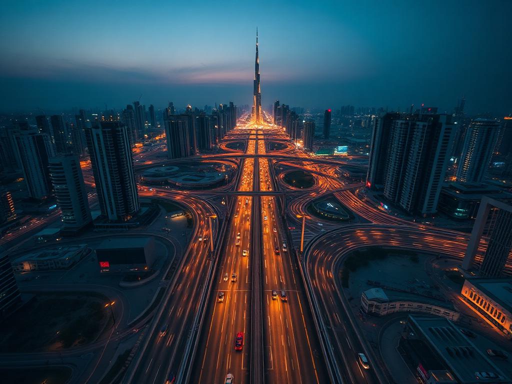 Dubai aerial at dusk